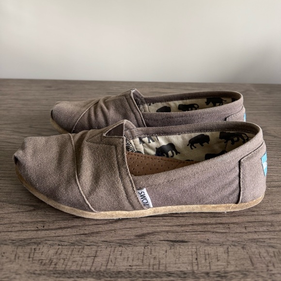 Toms Alpargata Canvas Slip On Shoes Gray Canvas Flats Loafers - Picture 1 of 11